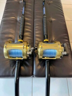 2 Shimano Tiagra 80W 2 speed reels and rod