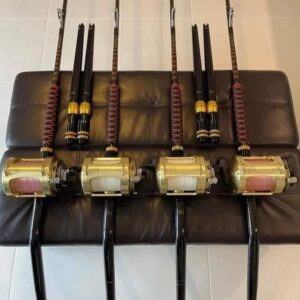 4 Shimano Tiagra 80W 2 Speed reels with rods.