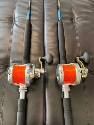 2 Shimano Talica 20II 2 speed reels with rod.