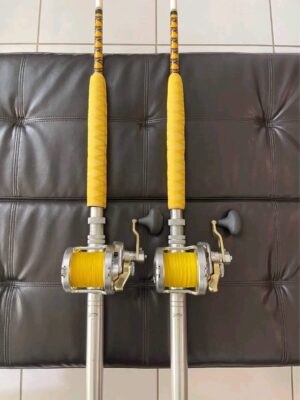 2 Shimano Talica 25II 2 speed reels with custom rods.